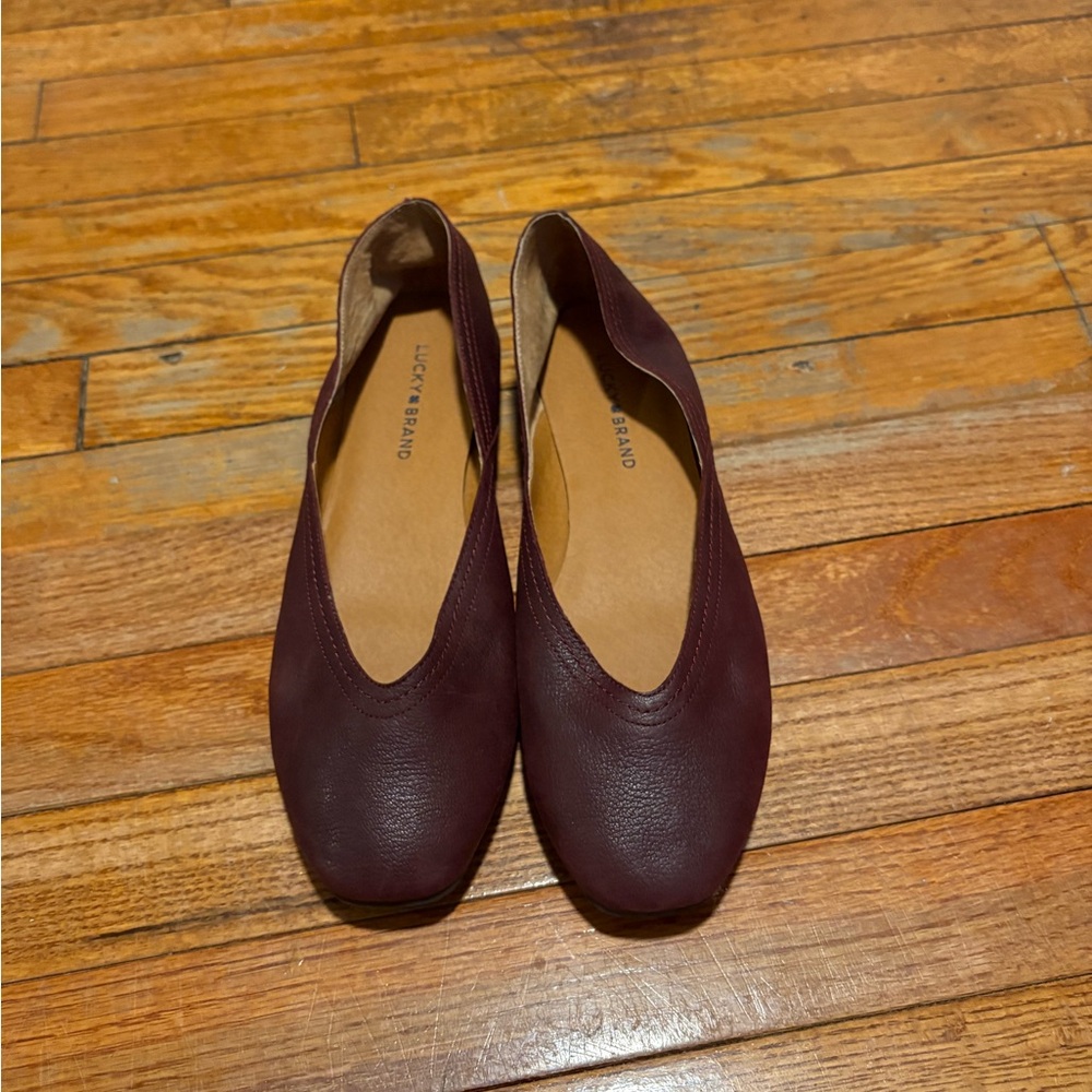 Lucky Brand Women's Wine Leather Ballet Flats